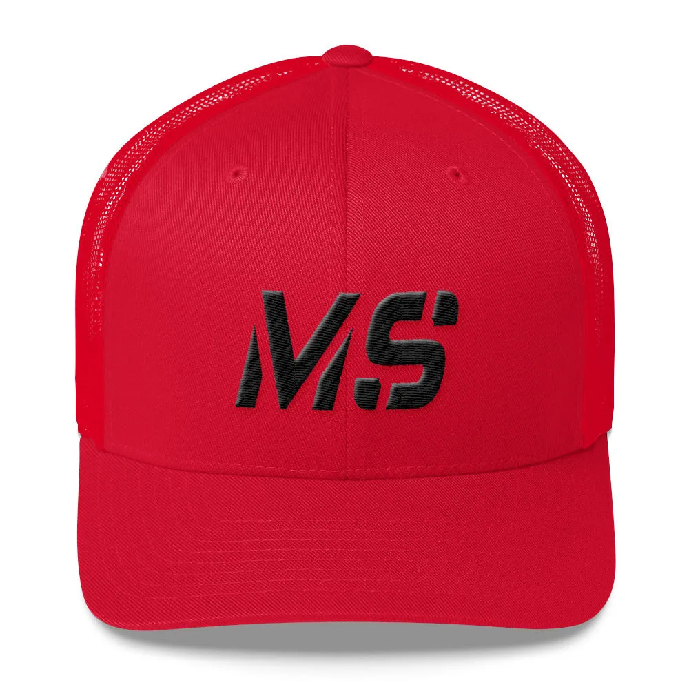 Mississippi - Mesh Back Trucker Cap - Black Embroidery - MS - Many Hat Color Options Available