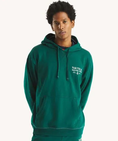 Nautica Mens Logo Graphic Pullover Hoodie