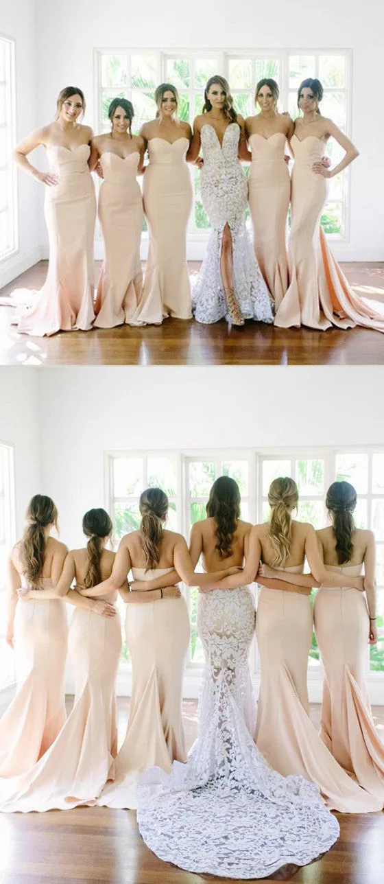 New Arrival Sweetheart Strapless Mermaid Sexy Chapel Trailing Wedding Party Bridesmaid Dresses For Maid of Honor, WG113