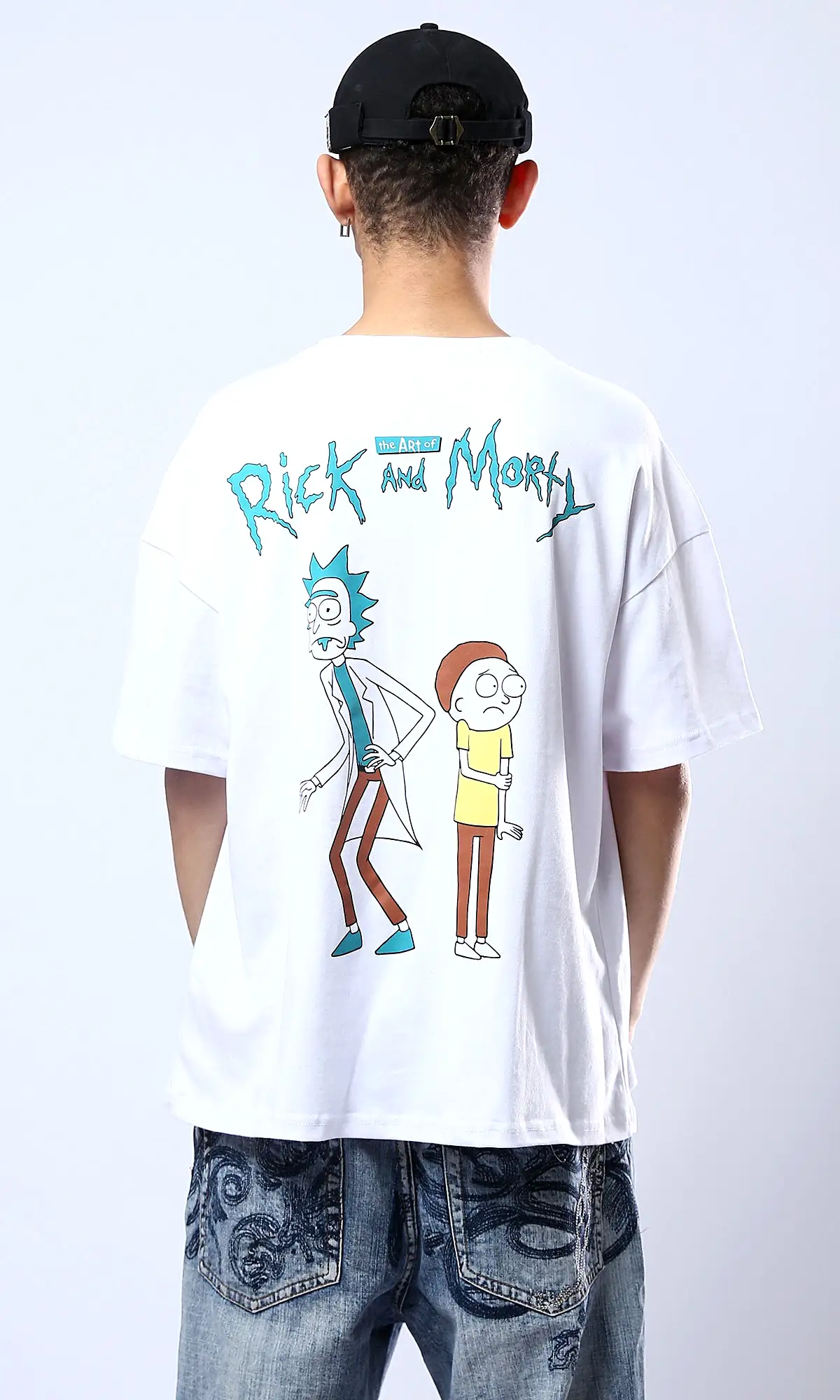 O178409 Front Print & Back Rick And Morty White Tee