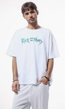 O178409 Front Print & Back Rick And Morty White Tee