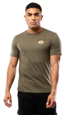 O179024 Dark Olive Tee With Mountain Explorer Back Print