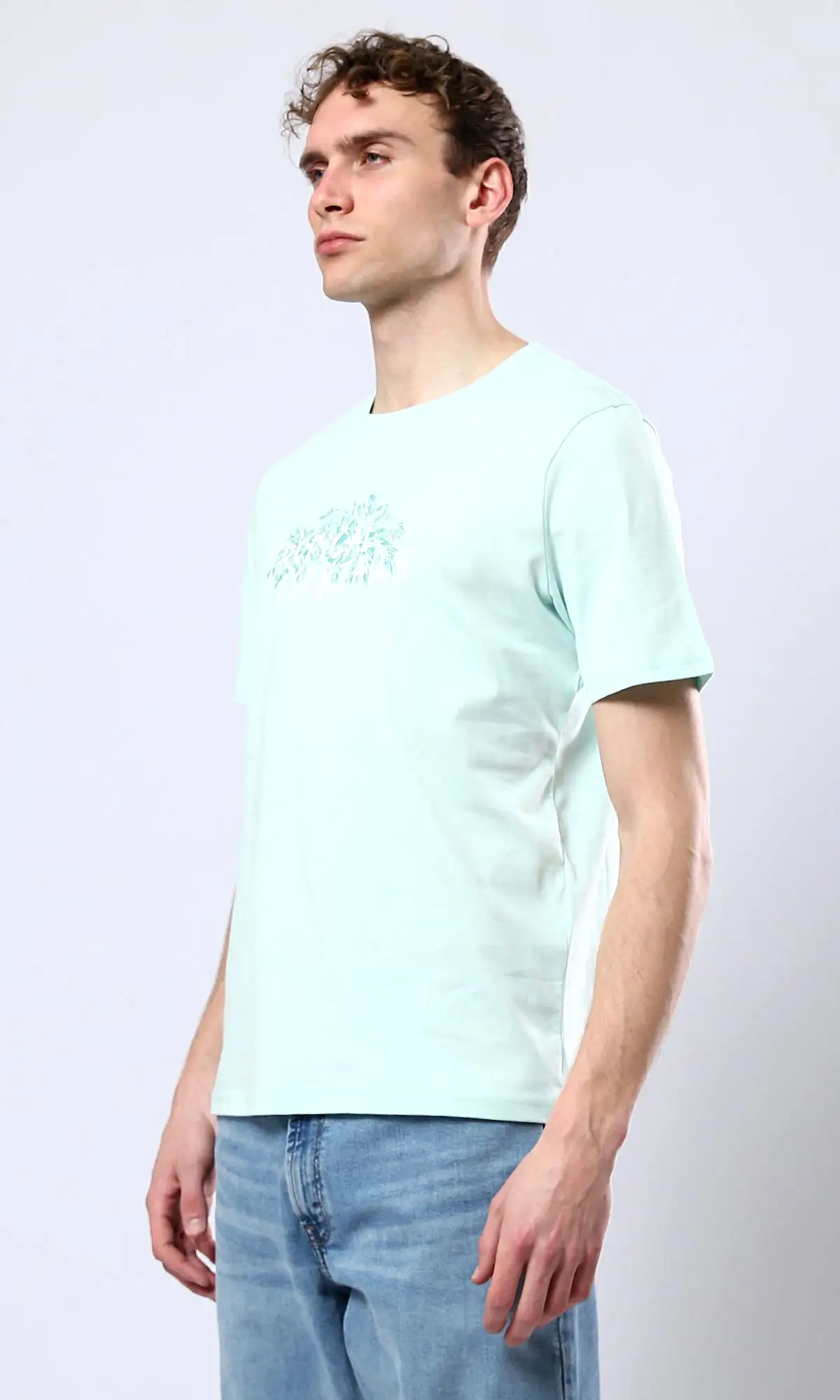 O179025 Pastel Mint Cotton Tee With Front & Back Print