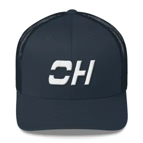 Ohio - Mesh Back Trucker Cap - White Embroidery - OH - Many Hat Color Options Available