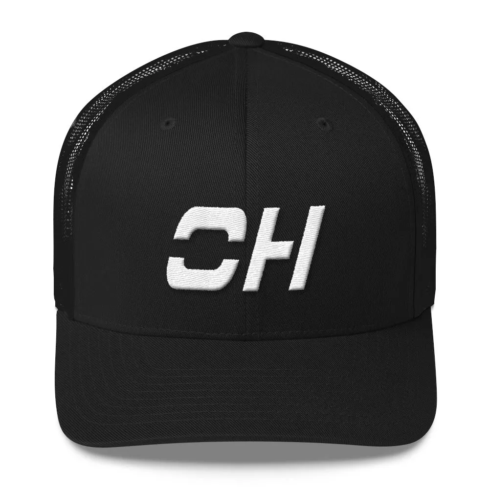 Ohio - Mesh Back Trucker Cap - White Embroidery - OH - Many Hat Color Options Available