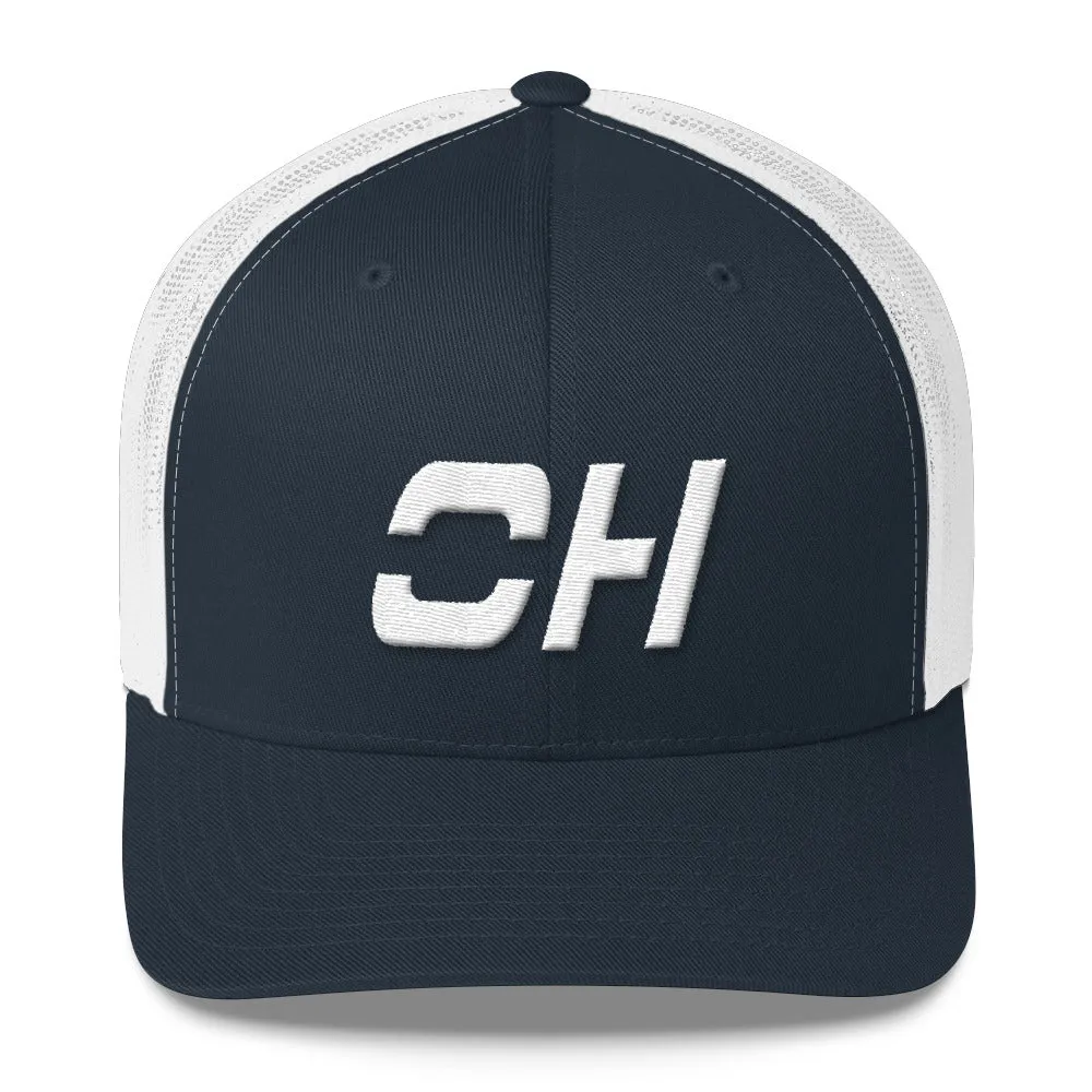 Ohio - Mesh Back Trucker Cap - White Embroidery - OH - Many Hat Color Options Available