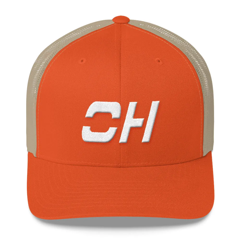 Ohio - Mesh Back Trucker Cap - White Embroidery - OH - Many Hat Color Options Available