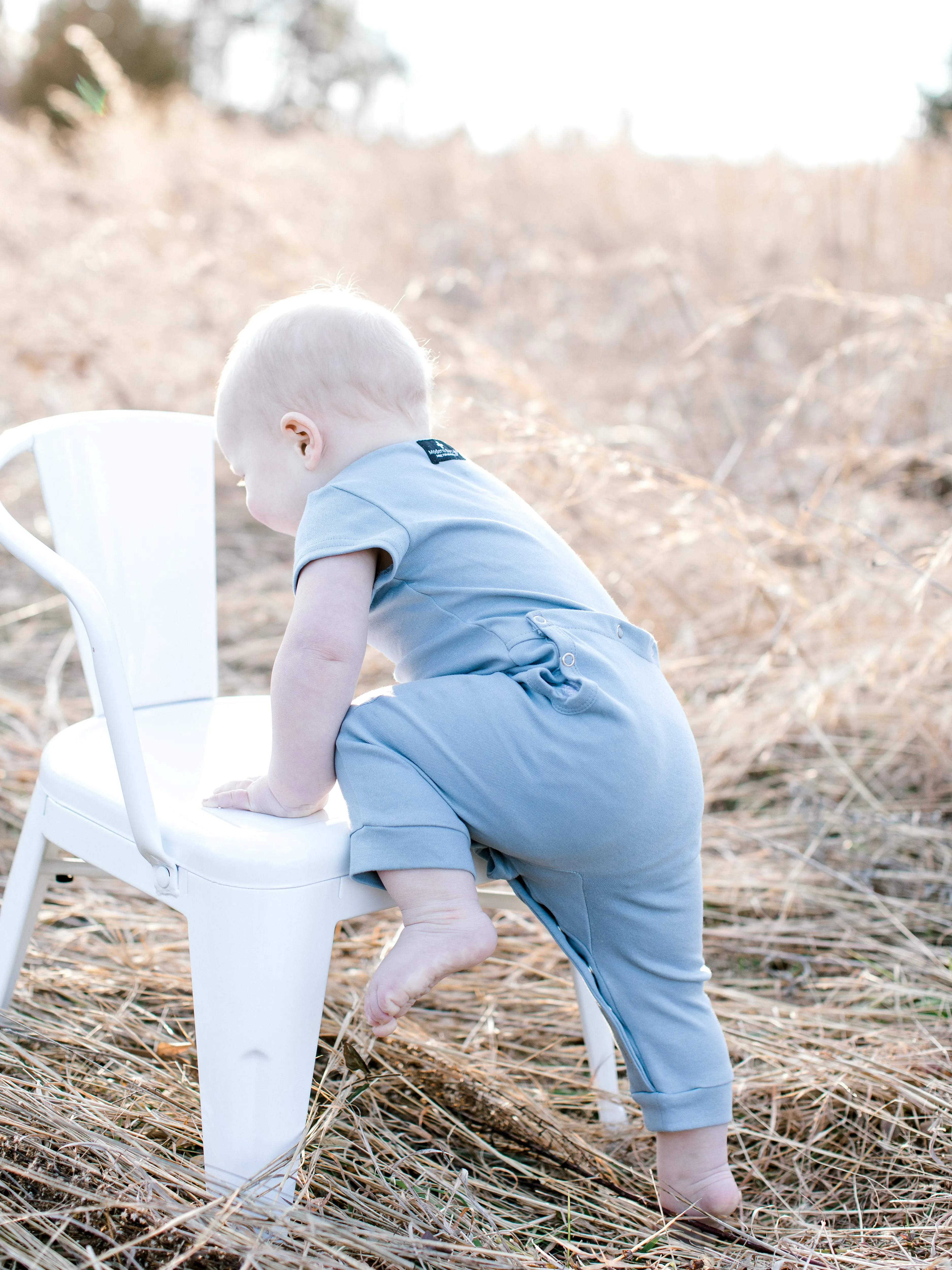 Organic Short Sleeve Jumpsuit with Explorer Back -  Colors