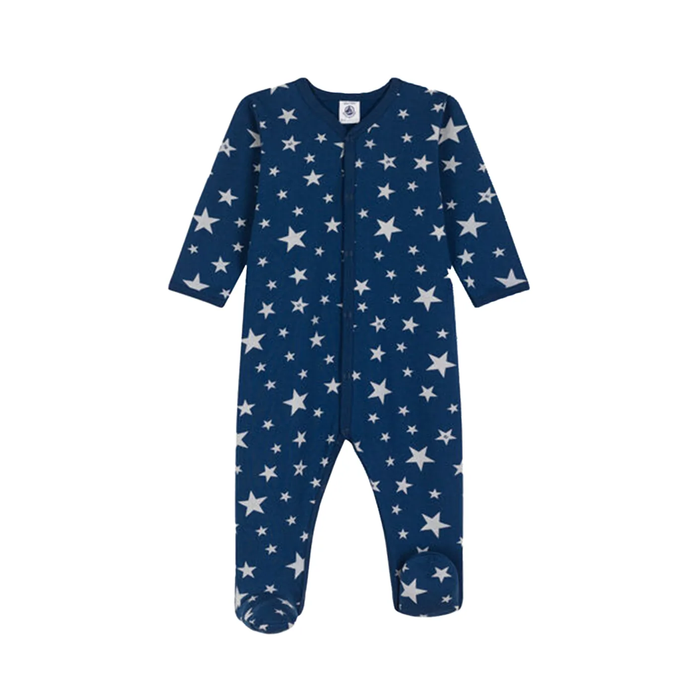 Petit Bateau Baby Boy  Front Snap Stars Print Footie