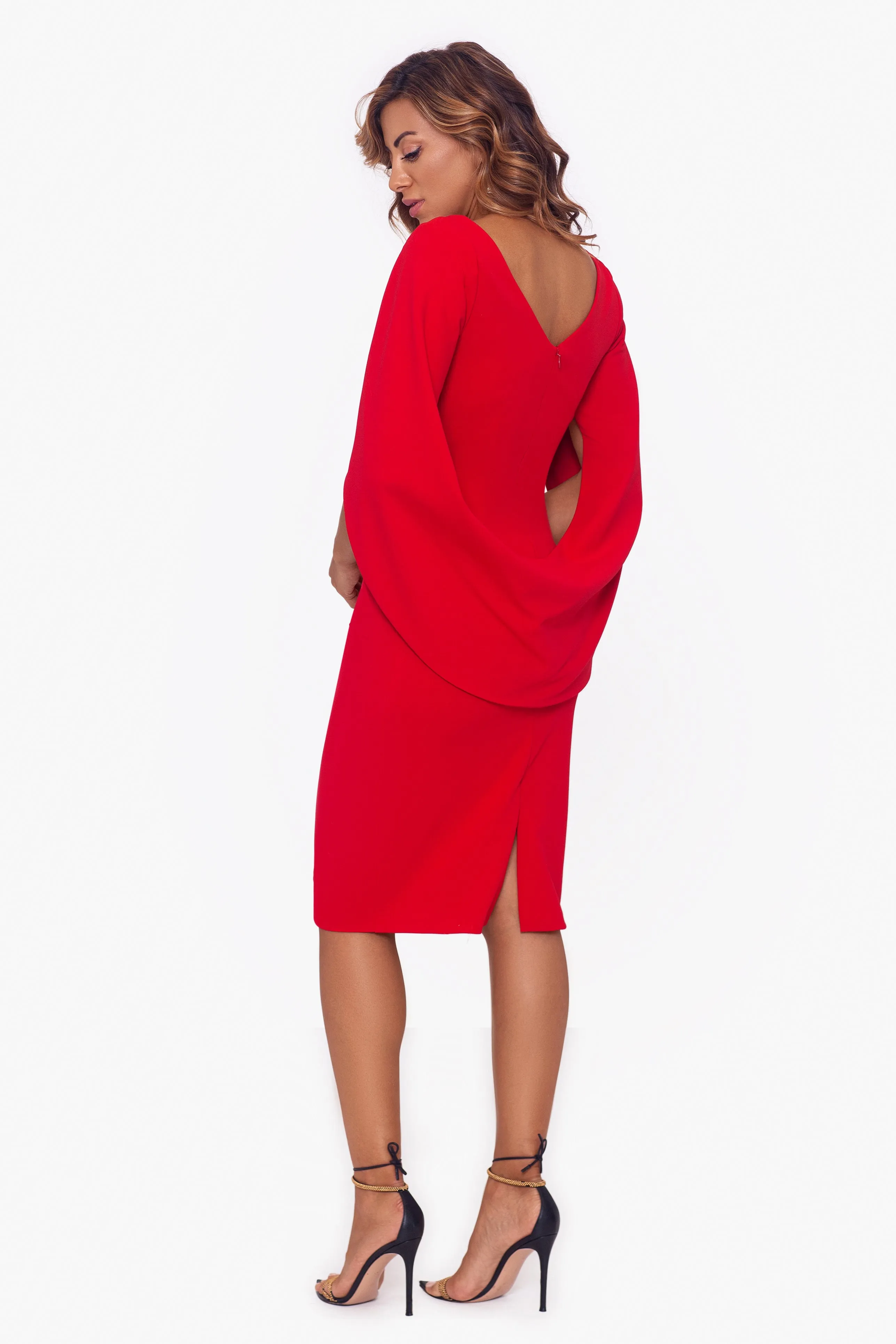 Petite Jordan Short Scuba Crape Draped Back Dress