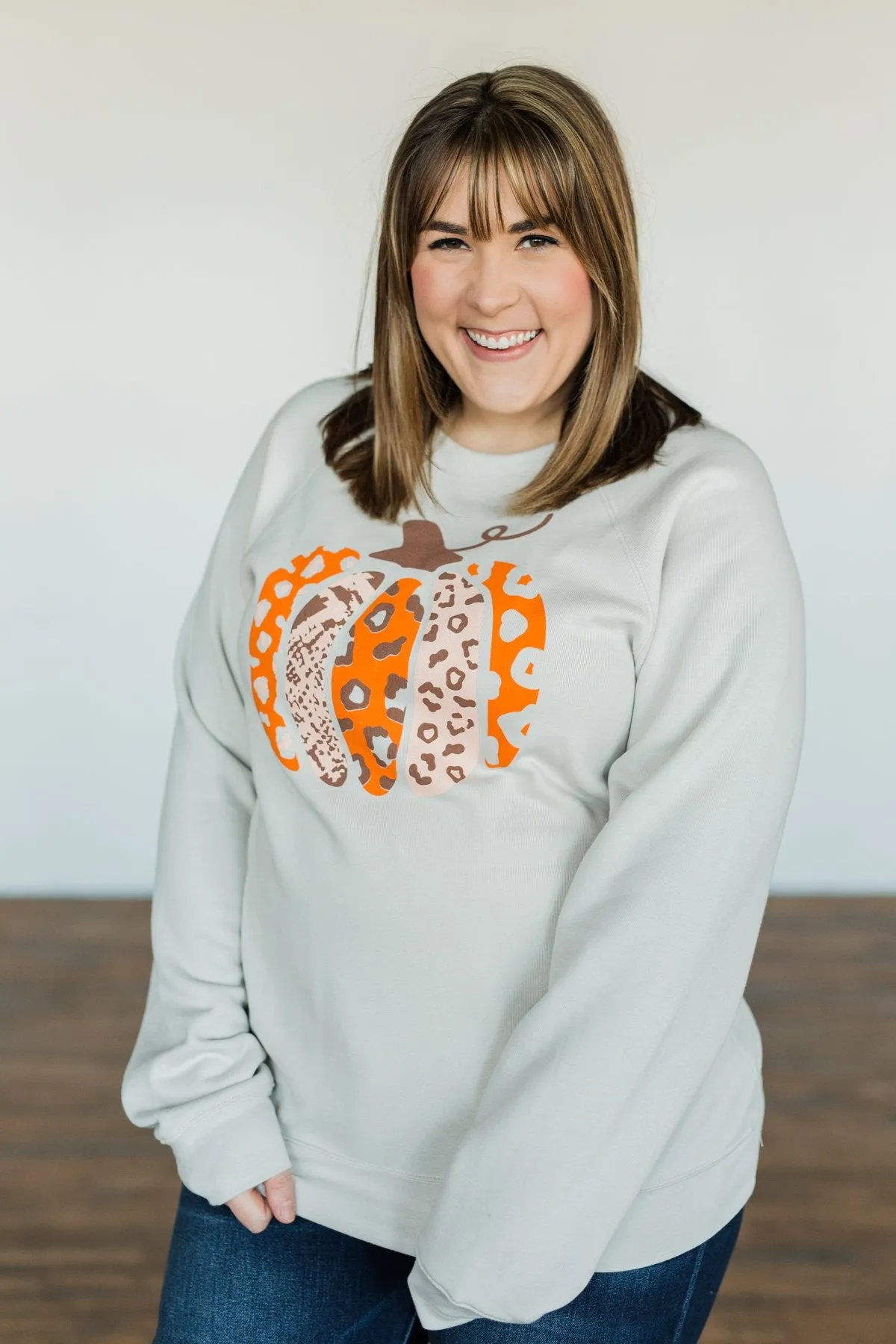 Picking Out Pumpkins Graphic Pullover- Light Taupe