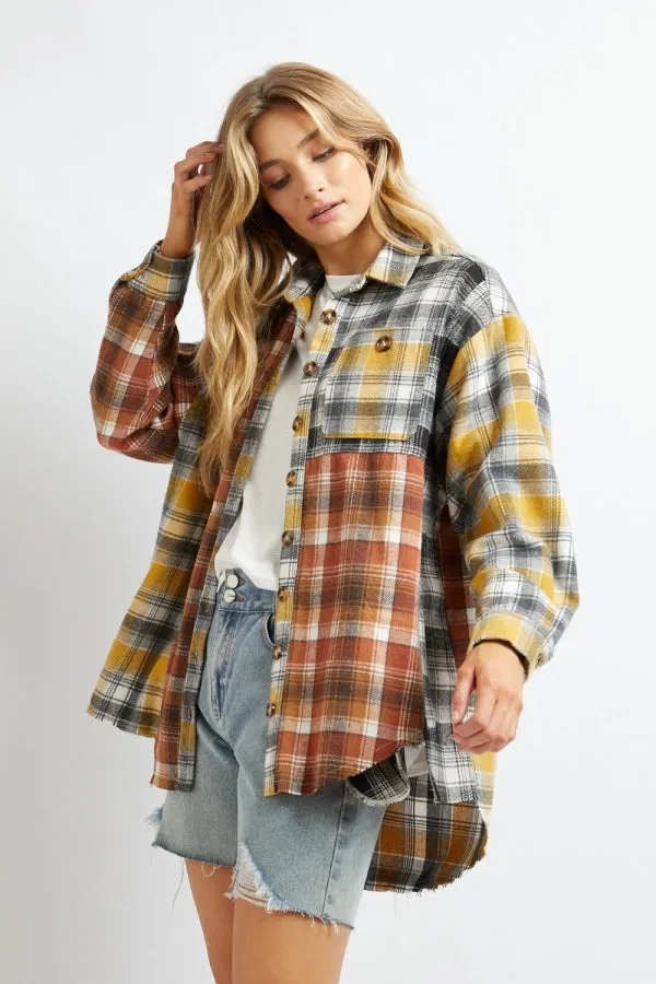 PLAID BUTTON DOWN JACKET