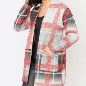 Plaid Open Cardigan