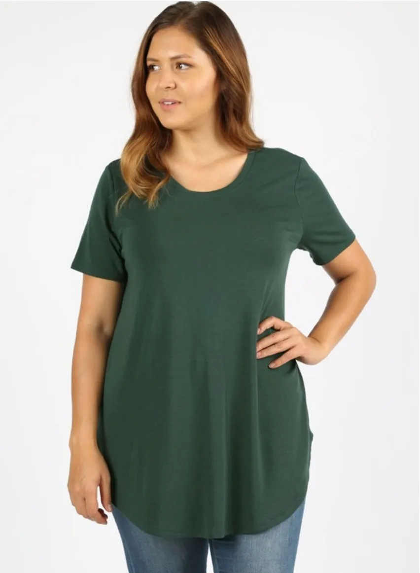 PLUS SIZE Short Sleeve Front Back Scoop