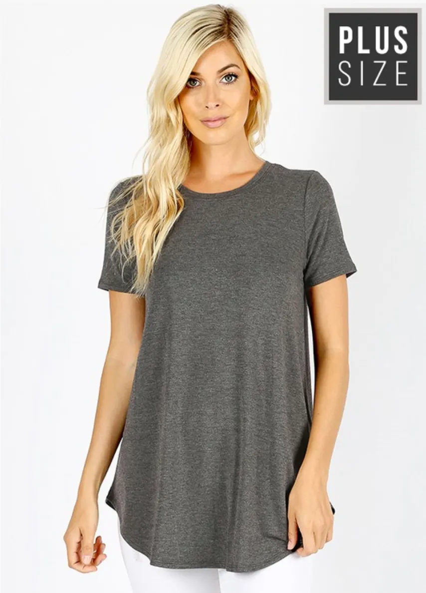 PLUS SIZE Short Sleeve Front Back Scoop