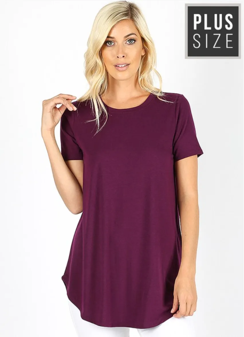 PLUS SIZE Short Sleeve Front Back Scoop