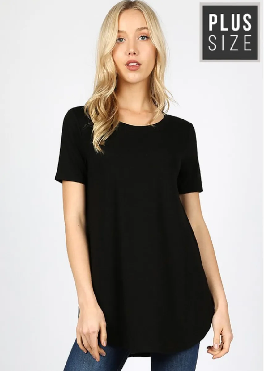 PLUS SIZE Short Sleeve Front Back Scoop