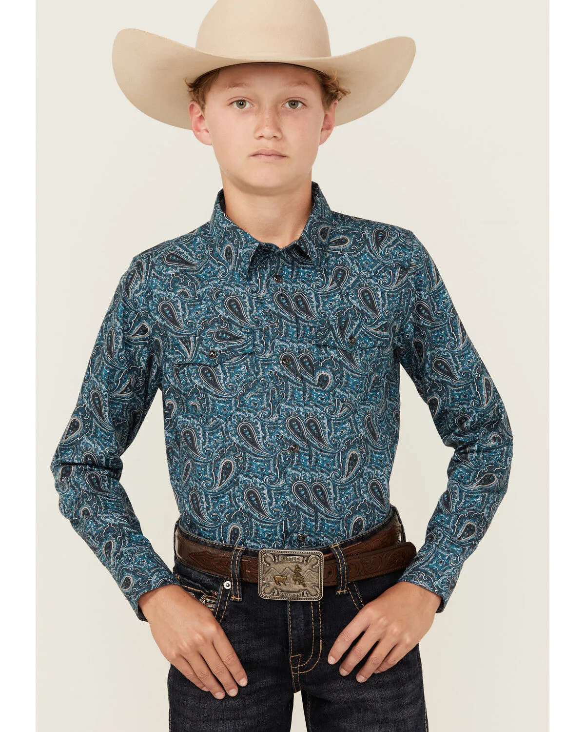 Product Name:  Cody James Boys' Lasso Paisley Print Long Sleeve Snap Western Shirt