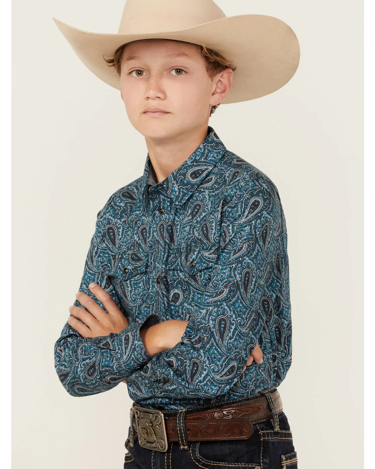 Product Name:  Cody James Boys' Lasso Paisley Print Long Sleeve Snap Western Shirt