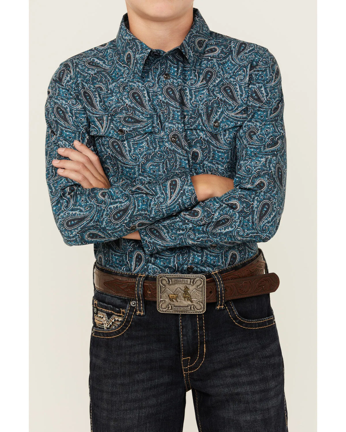 Product Name:  Cody James Boys' Lasso Paisley Print Long Sleeve Snap Western Shirt