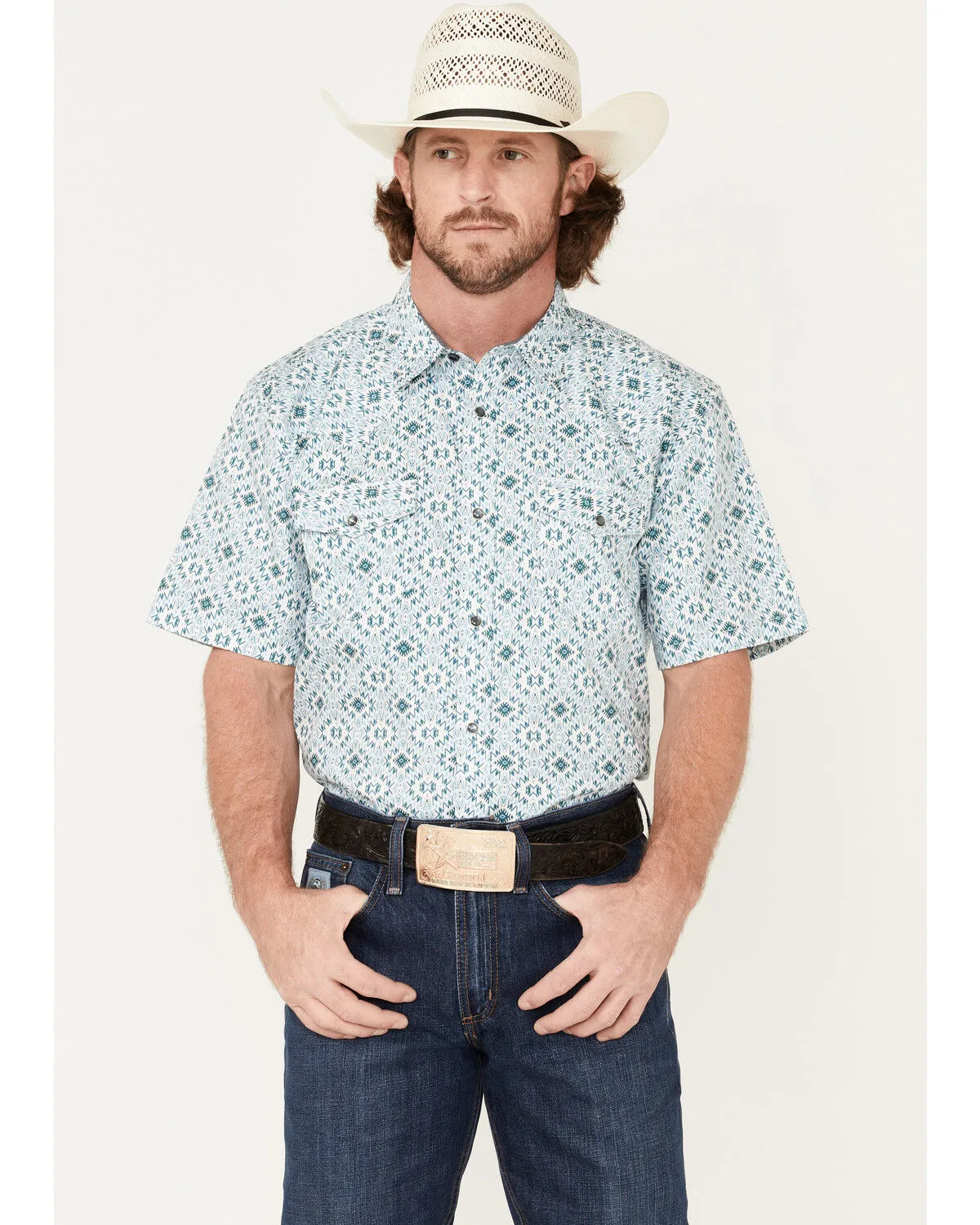 Product Name:  Cody James Men's Wagon Southwestern Print Short Sleeve Western Snap Shirt