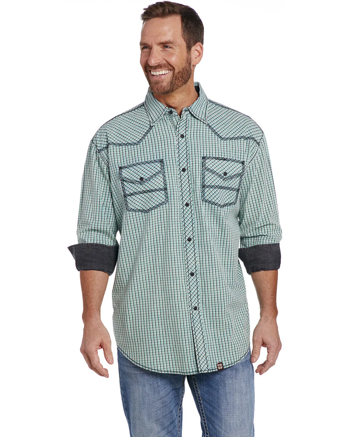 Product Name:  Cowboy Up Men's Vintage Wash Plaid Print Long Sleeve Snap Western Shirt