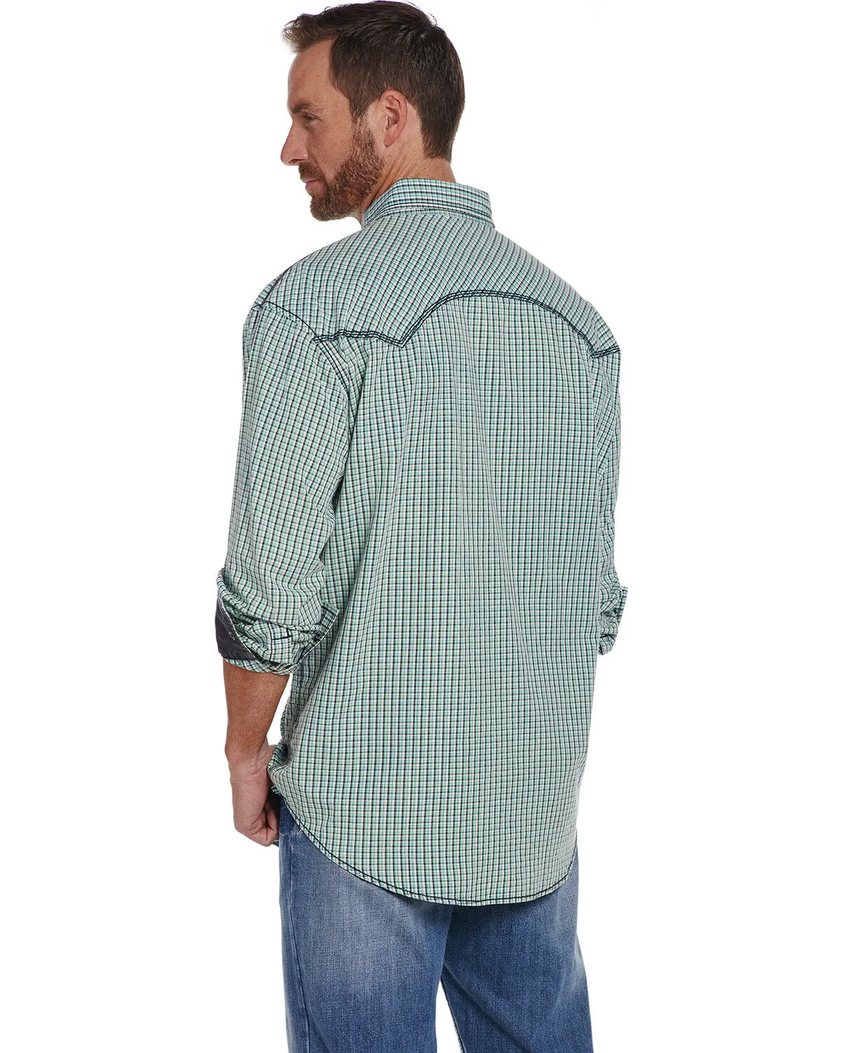 Product Name:  Cowboy Up Men's Vintage Wash Plaid Print Long Sleeve Snap Western Shirt