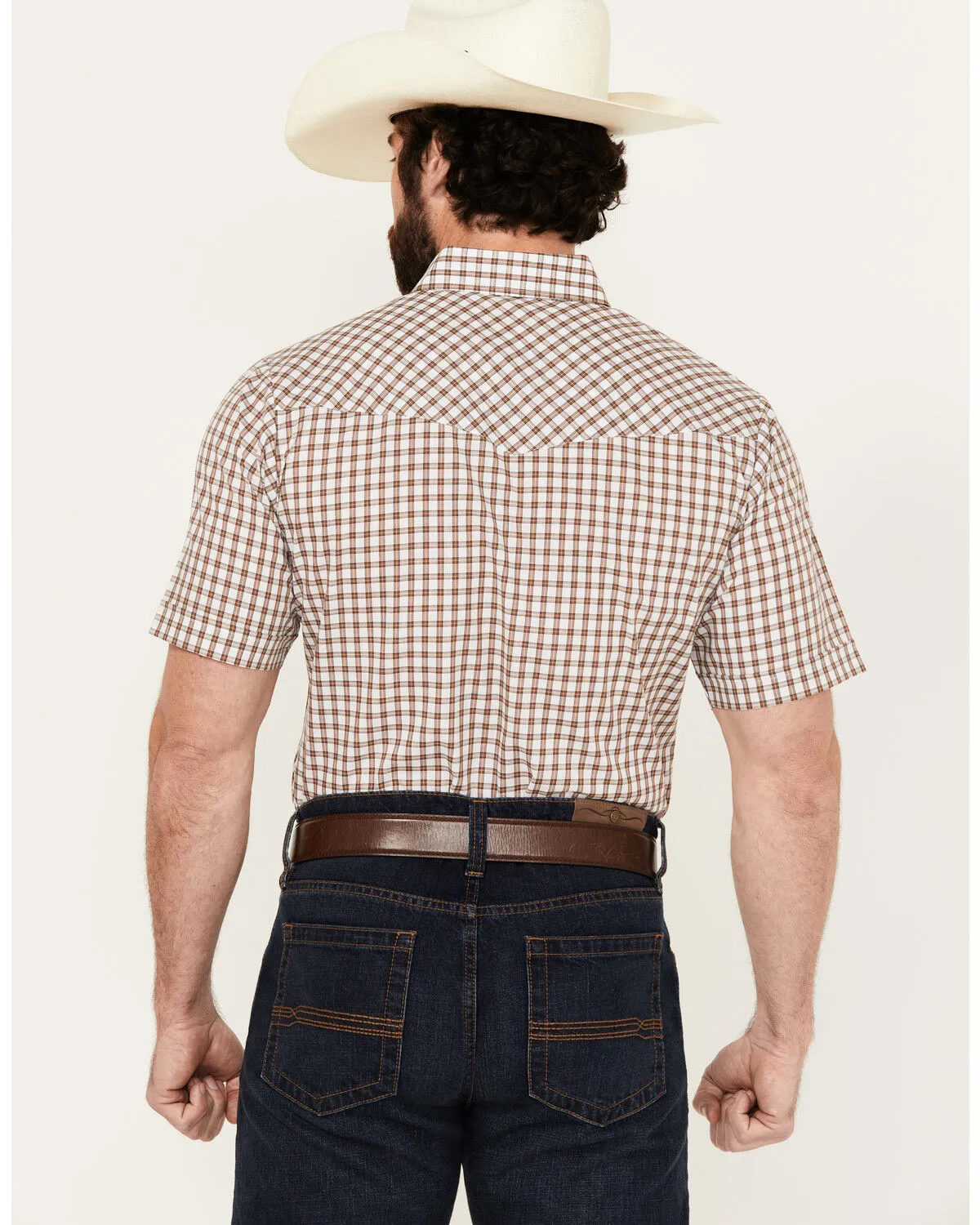 Product Name:  Ely Walker Men's Checkered Print Short Sleeve Snap Western Shirt