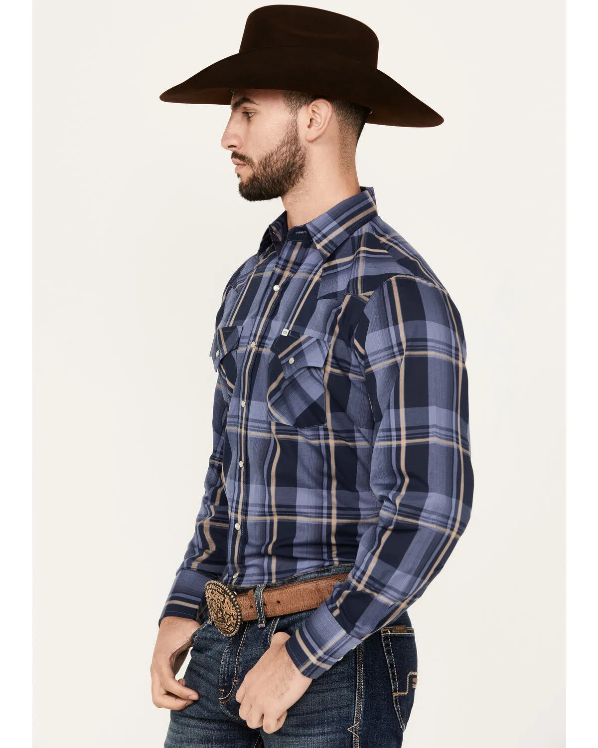 Product Name:  Ely Walker Men's Plaid Print Long Sleeve Snap Western Shirt