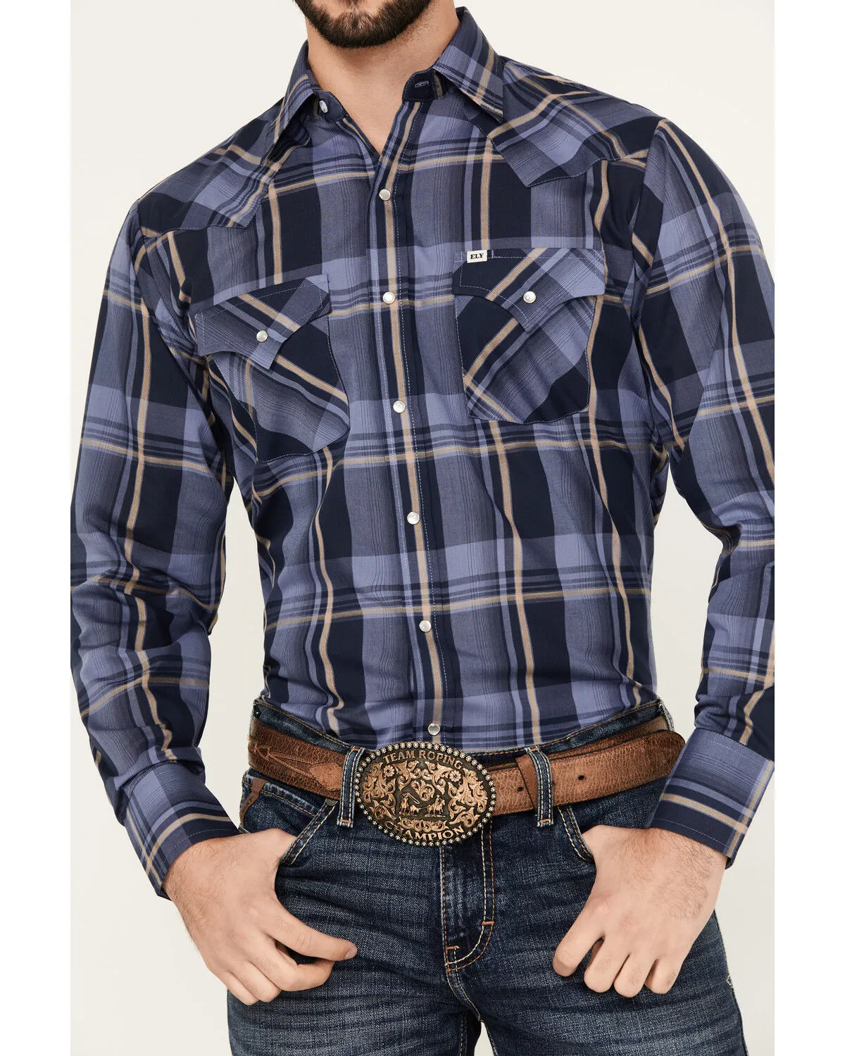 Product Name:  Ely Walker Men's Plaid Print Long Sleeve Snap Western Shirt