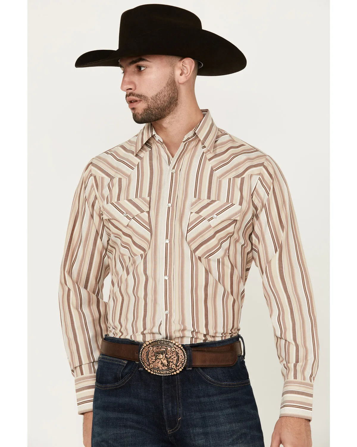 Product Name:  Ely Walker Men's Striped Print Long Sleeve Snap Western Shirt - Big