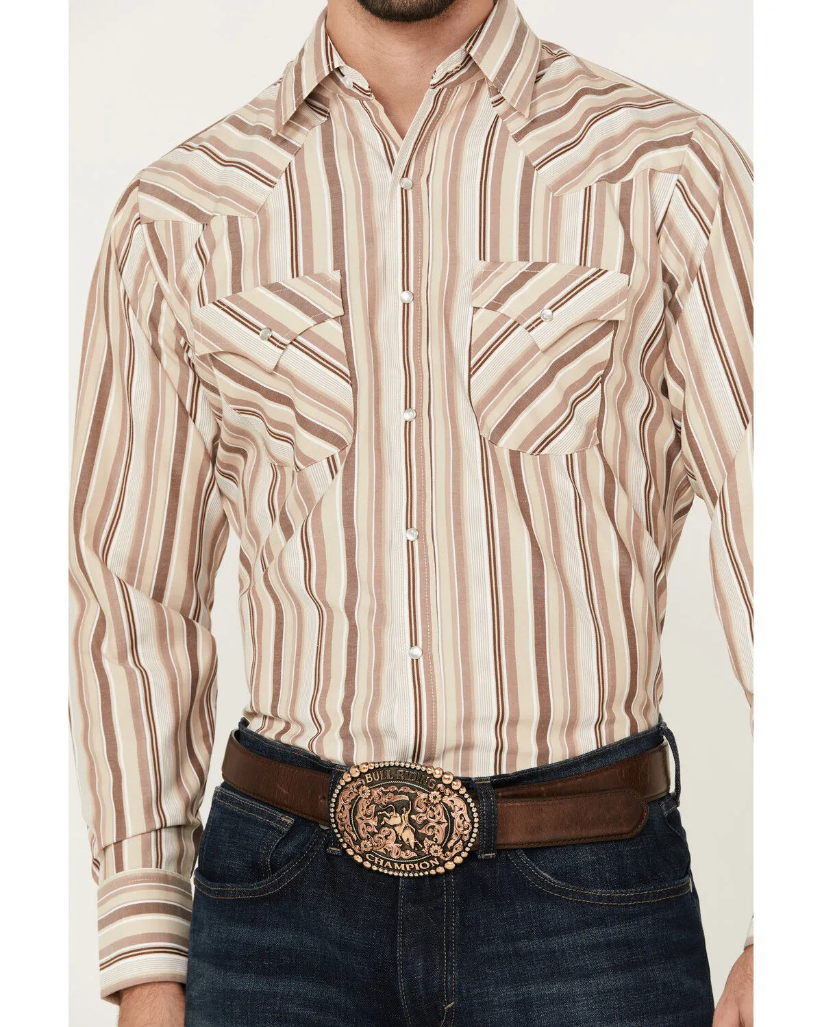 Product Name:  Ely Walker Men's Striped Print Long Sleeve Snap Western Shirt - Big