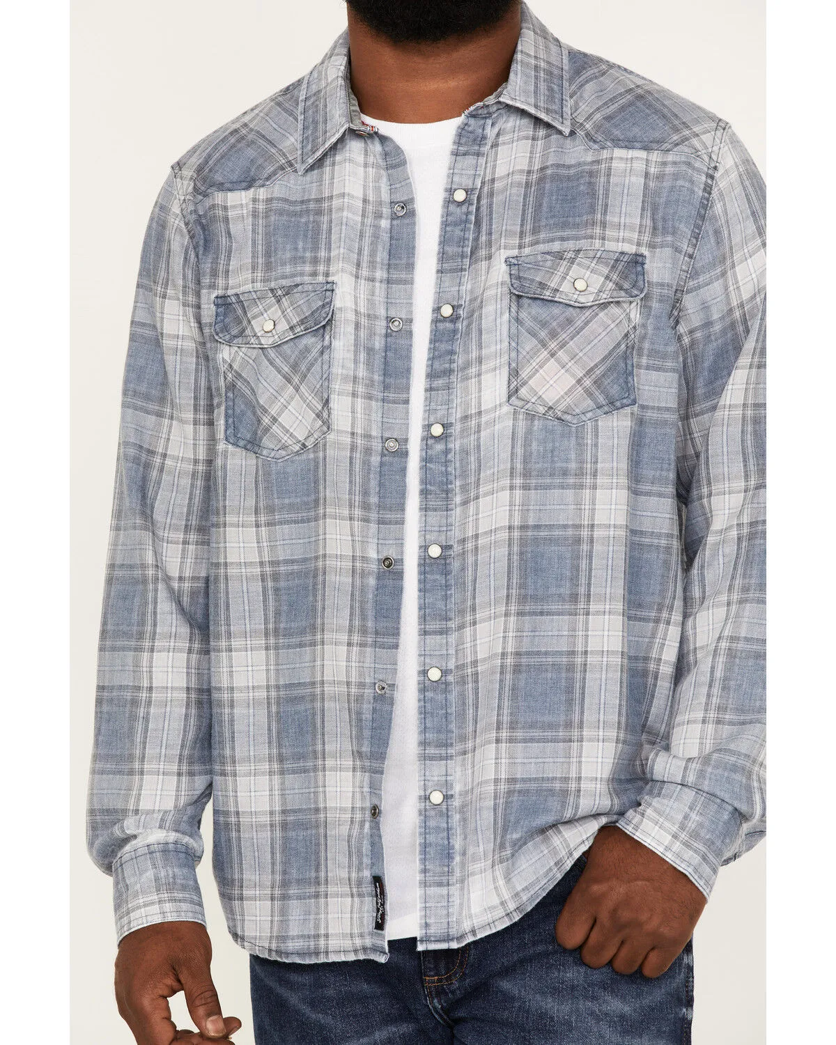 Product Name:  Flag & Anthem Men's Harker Burnout Plaid Print Long Sleeve Snap Shirt