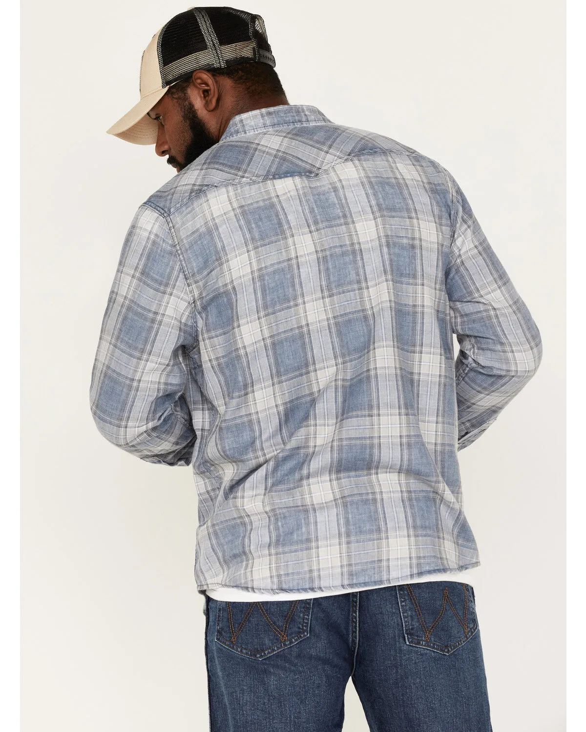 Product Name:  Flag & Anthem Men's Harker Burnout Plaid Print Long Sleeve Snap Shirt