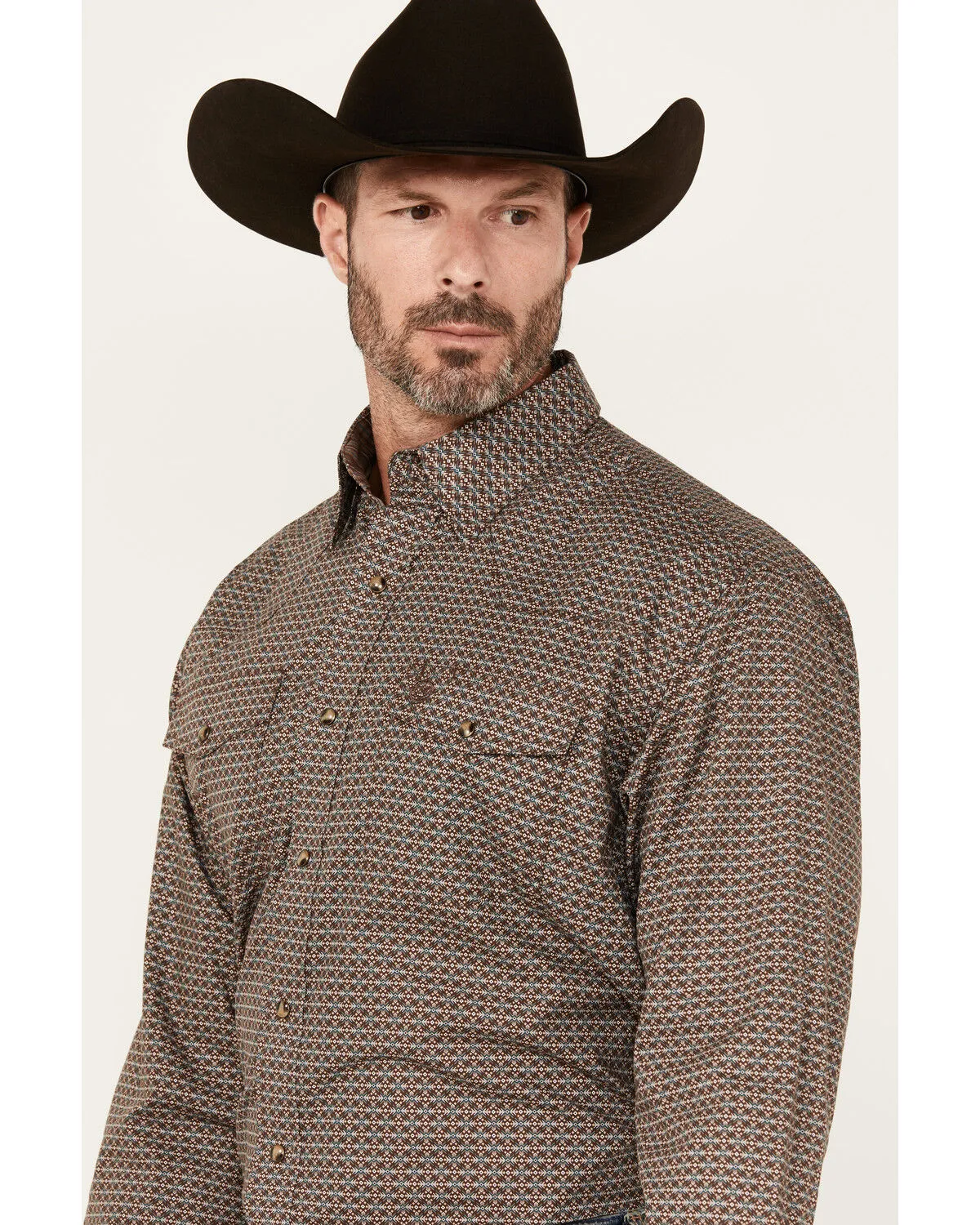 Product Name:  George Strait by Wrangler Men's Geo Print Long Sleeve Snap Stretch Western Shirt