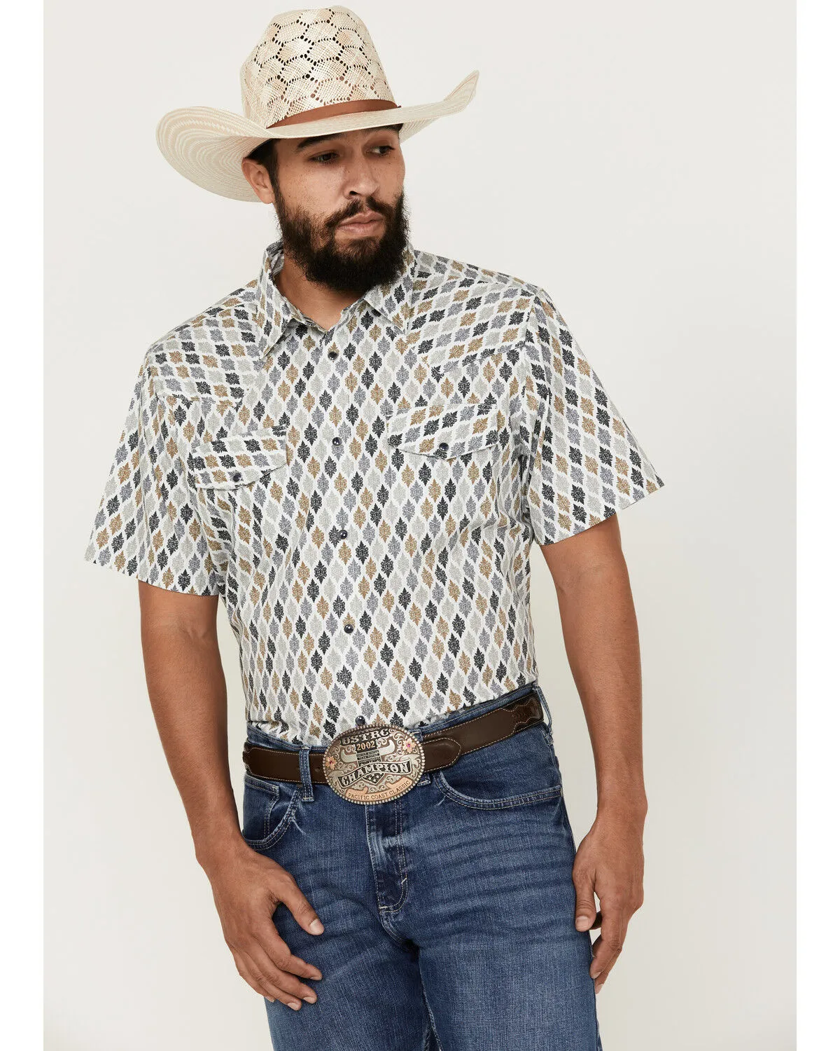 Product Name:  Gibson Men's Geo Print Short Sleeve Snap Western Shirt