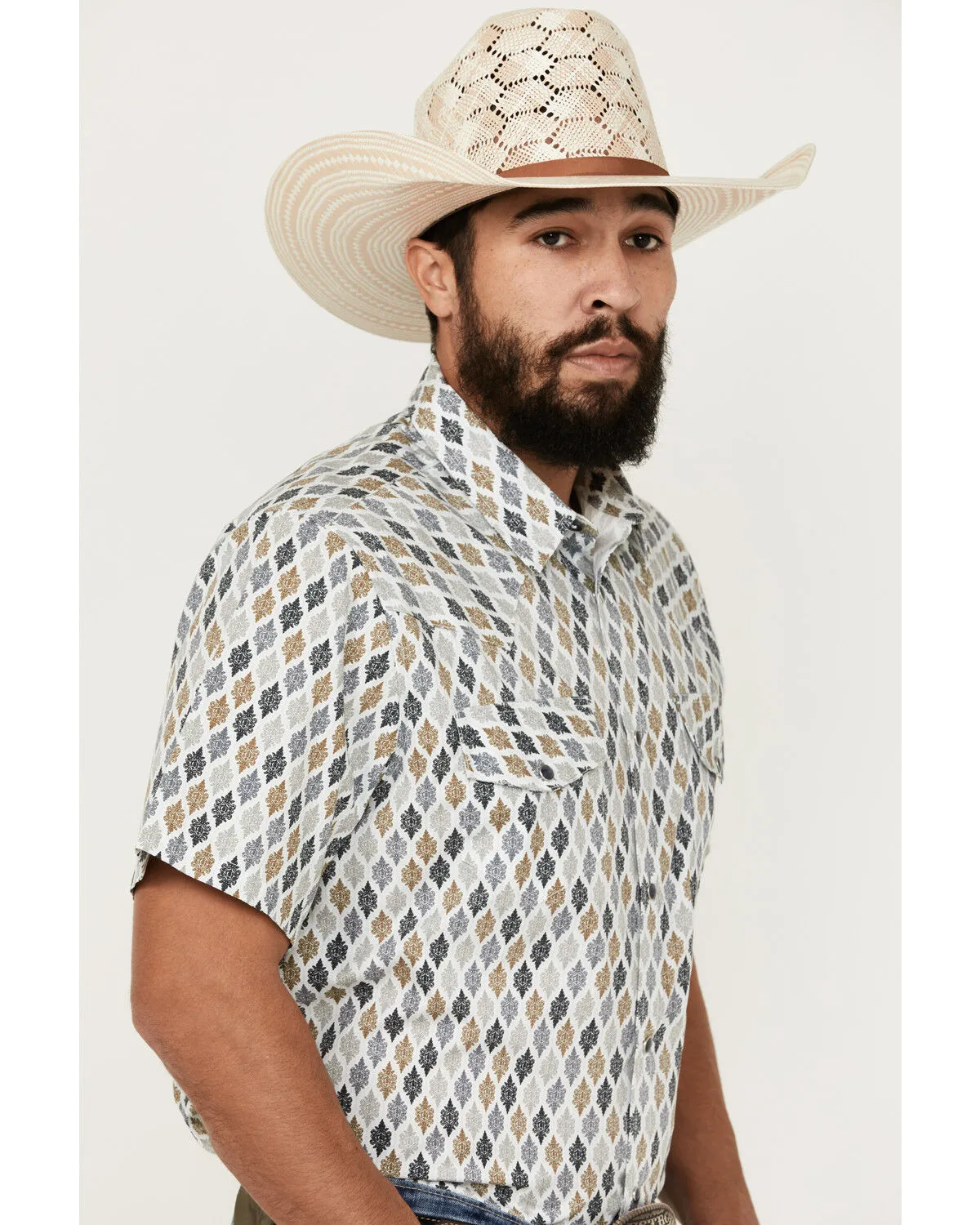 Product Name:  Gibson Men's Geo Print Short Sleeve Snap Western Shirt