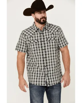 Product Name:  Moonshine Spirit Men's Classic Plaid Print Short Sleeve Snap Western Shirt