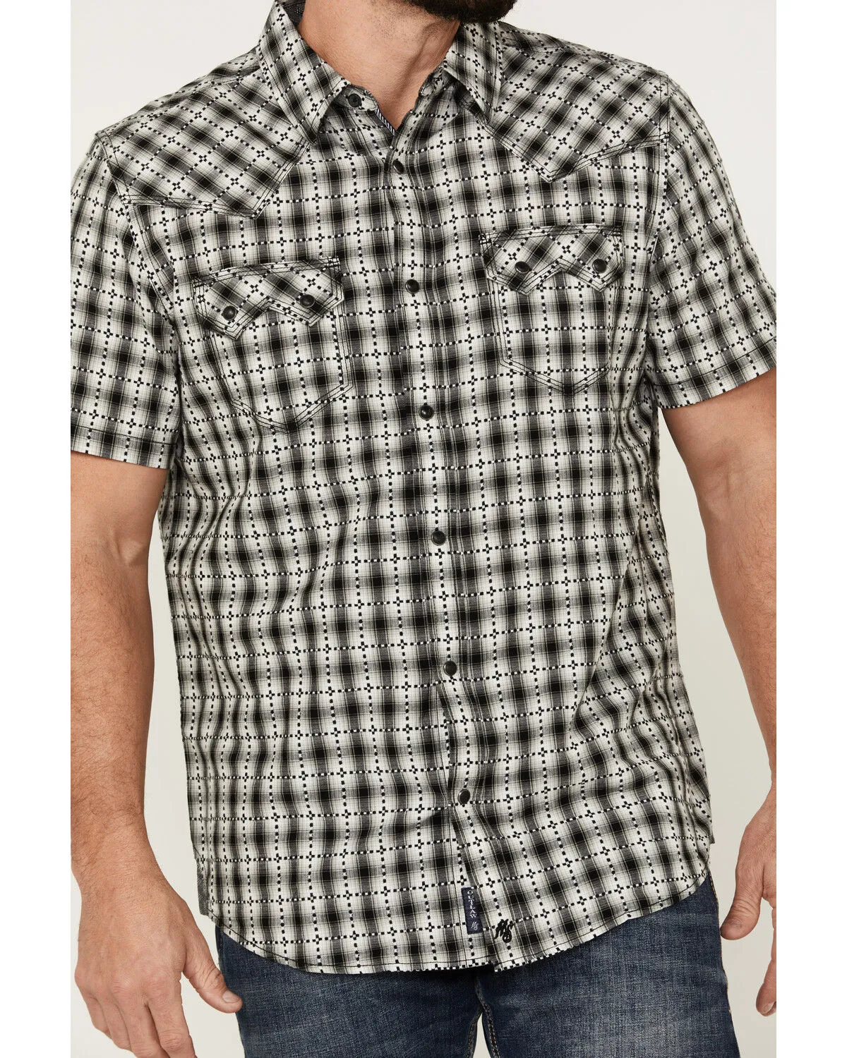 Product Name:  Moonshine Spirit Men's Classic Plaid Print Short Sleeve Snap Western Shirt