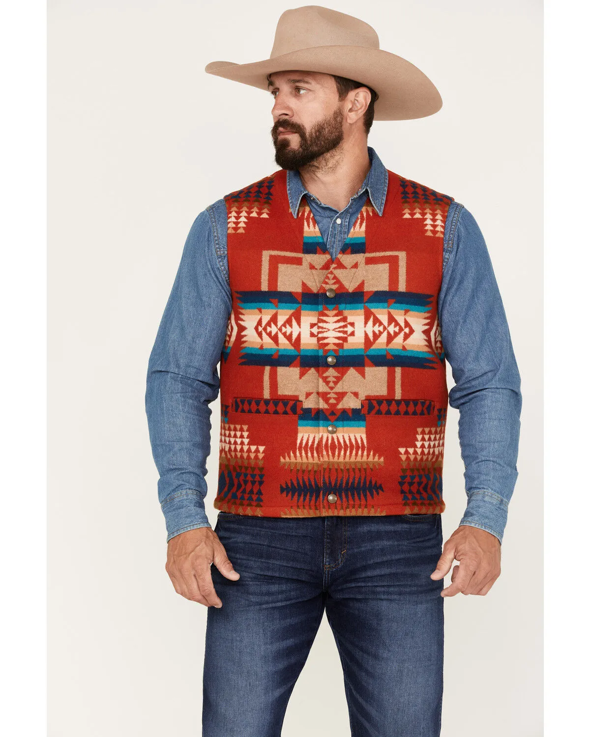 Product Name:  Pendleton Men's Gorge All-Over Print Quilted Snap Vest