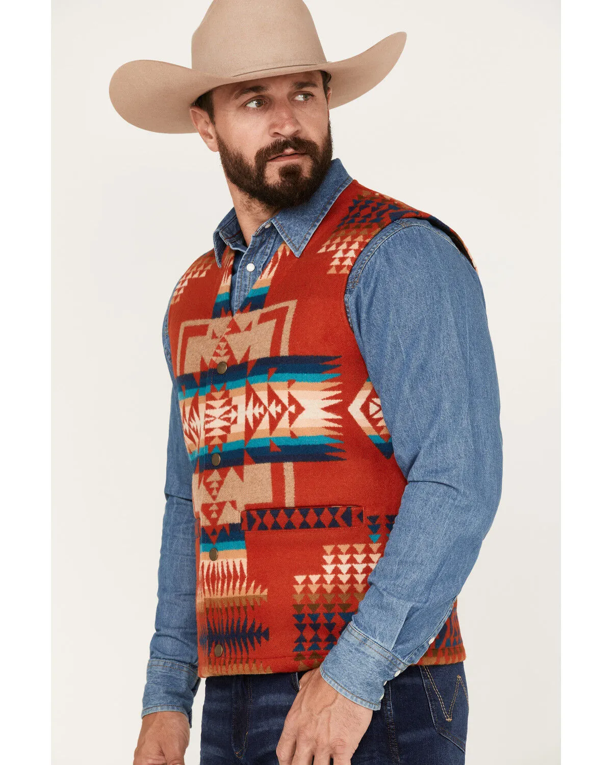 Product Name:  Pendleton Men's Gorge All-Over Print Quilted Snap Vest