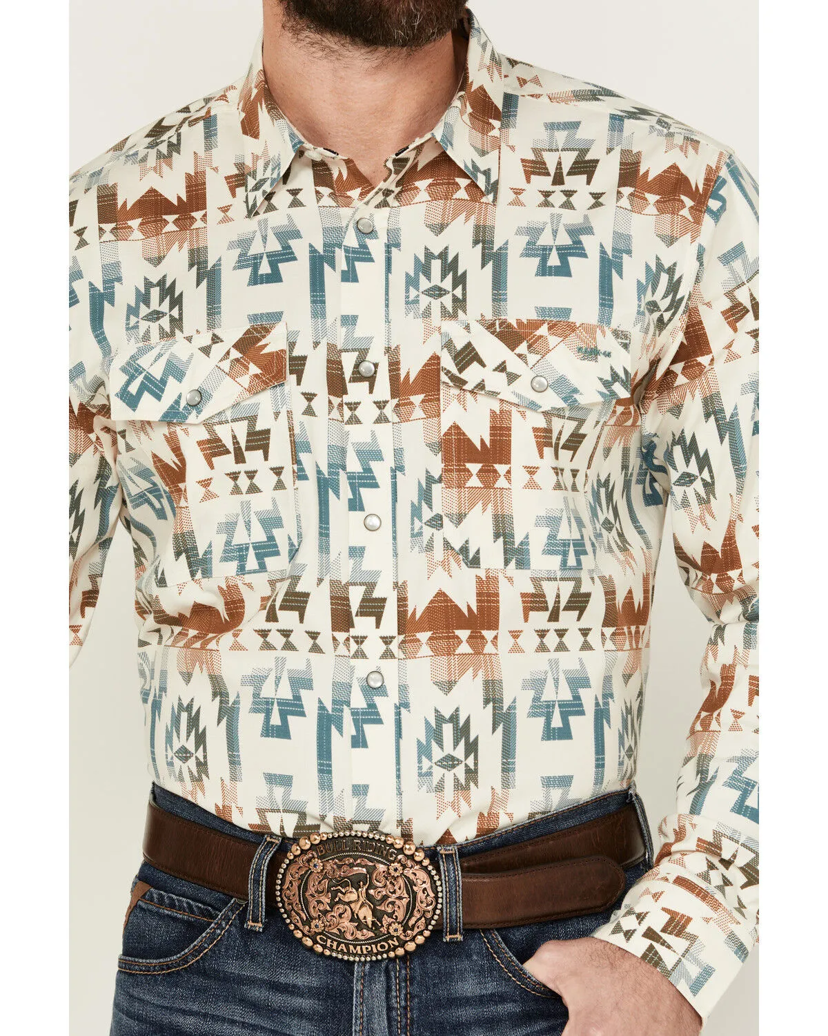 Product Name:  RANK 45® Men's Bucknell Southwestern Print Long Sleeve Pearl Snap Western Shirt