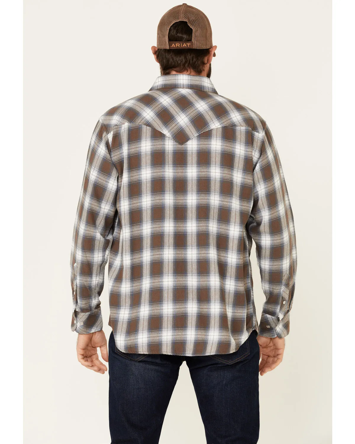 Product Name:  Resistol Men's Cedar Ombre Plaid Print Long Sleeve Snap Western Shirt