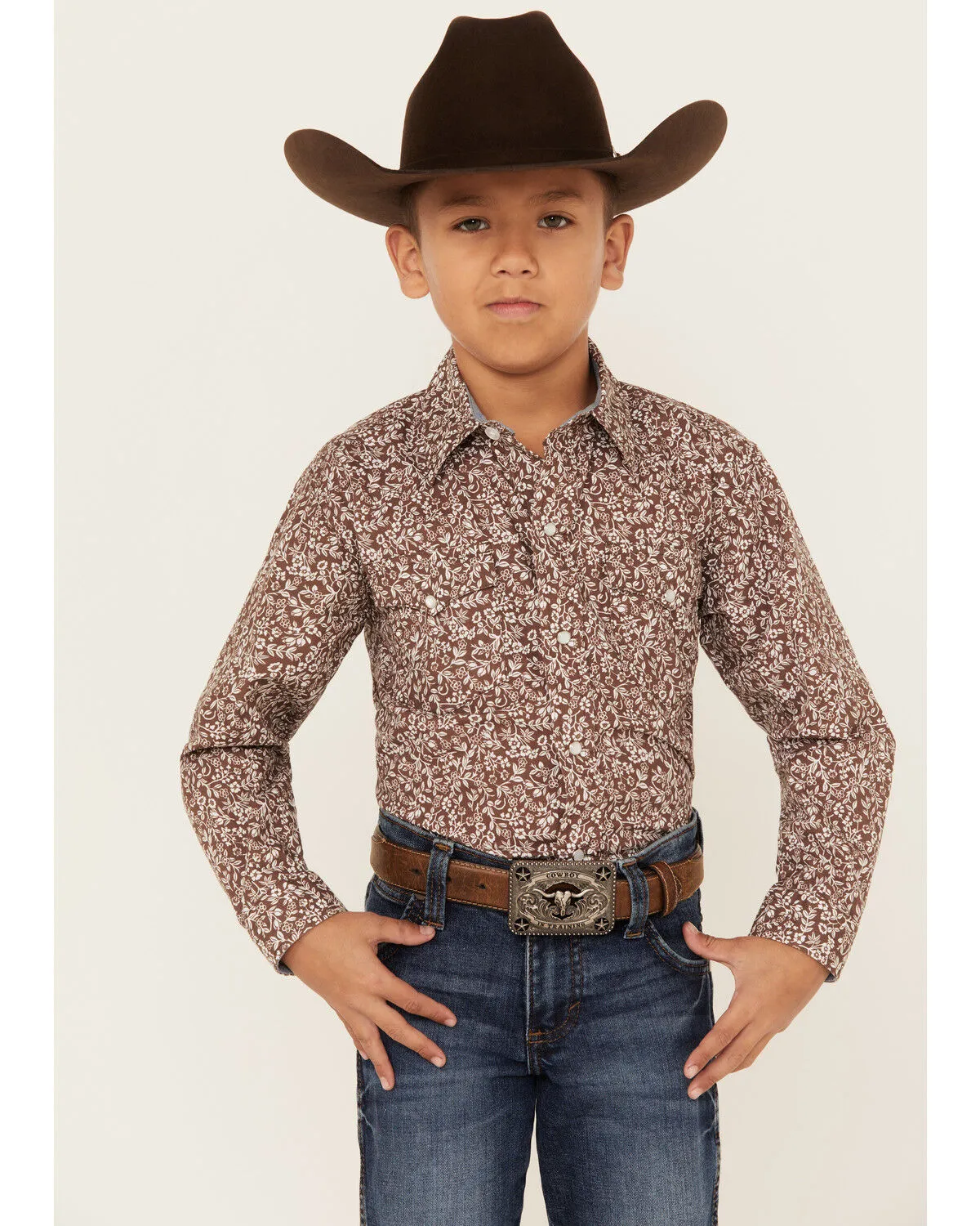 Product Name:  Roper Boys' Floral Print Long Sleeve Western Peal Snap Shirt