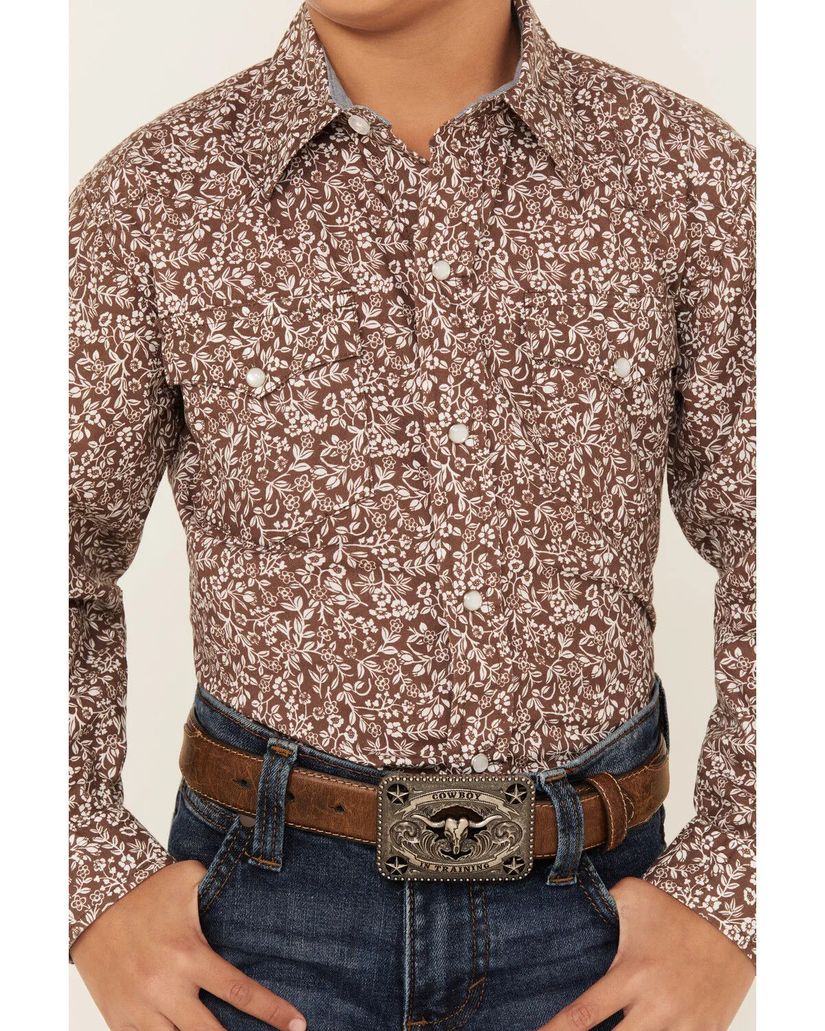 Product Name:  Roper Boys' Floral Print Long Sleeve Western Peal Snap Shirt