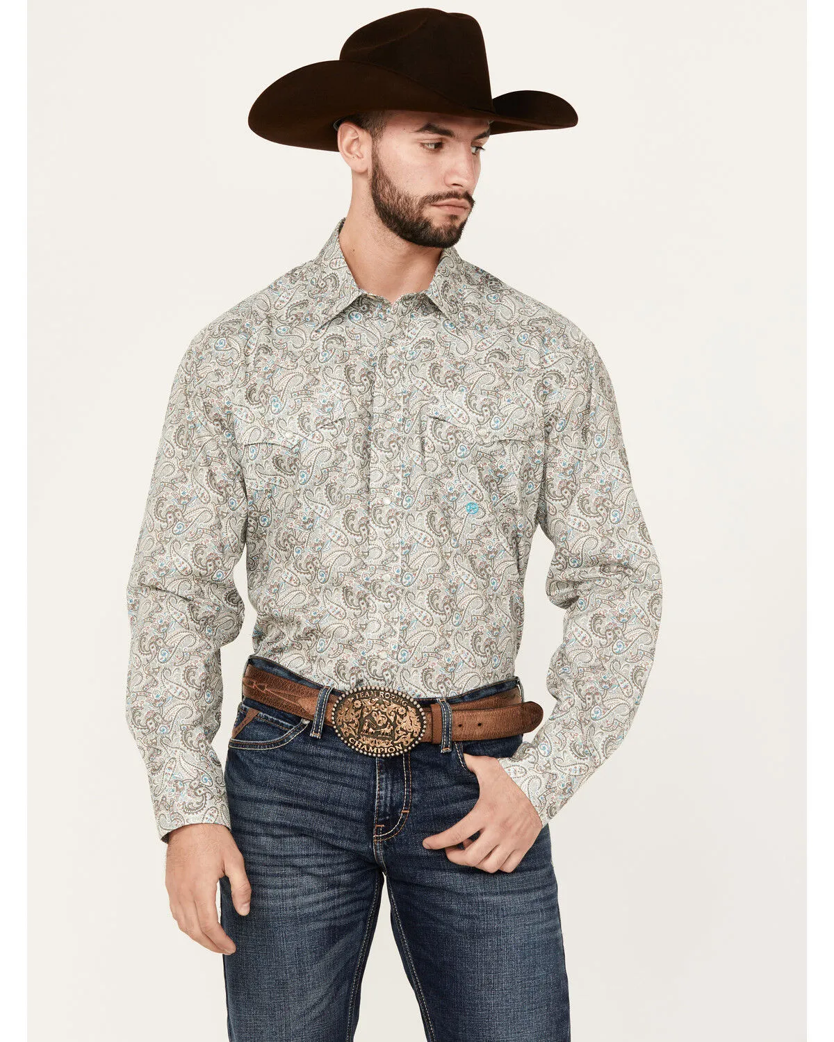 Product Name:  Roper Men's Amarillo Paisley Print Long Sleeve Pearl Snap Western Shirt