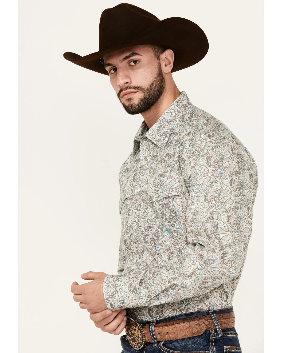 Product Name:  Roper Men's Amarillo Paisley Print Long Sleeve Pearl Snap Western Shirt