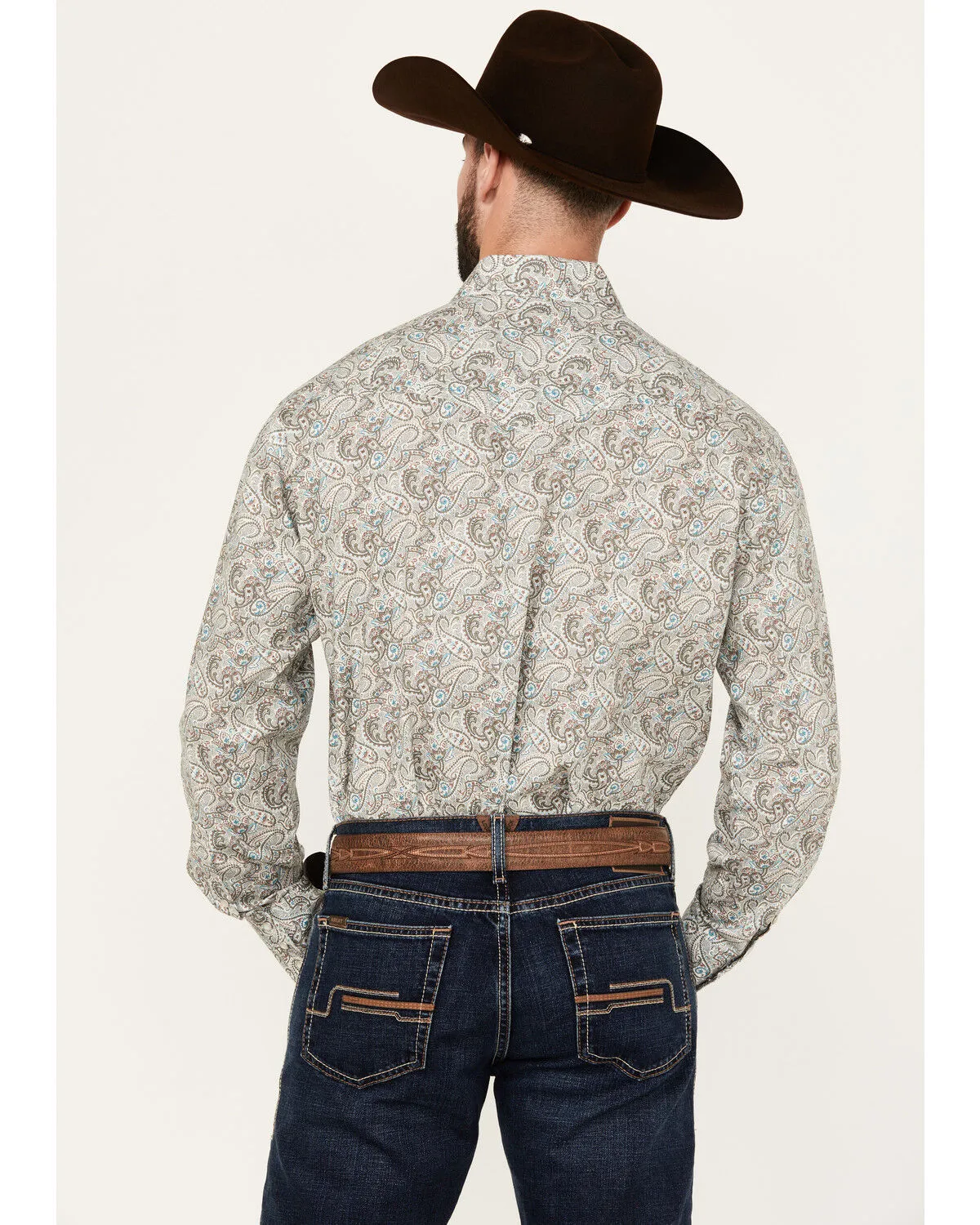 Product Name:  Roper Men's Amarillo Paisley Print Long Sleeve Pearl Snap Western Shirt