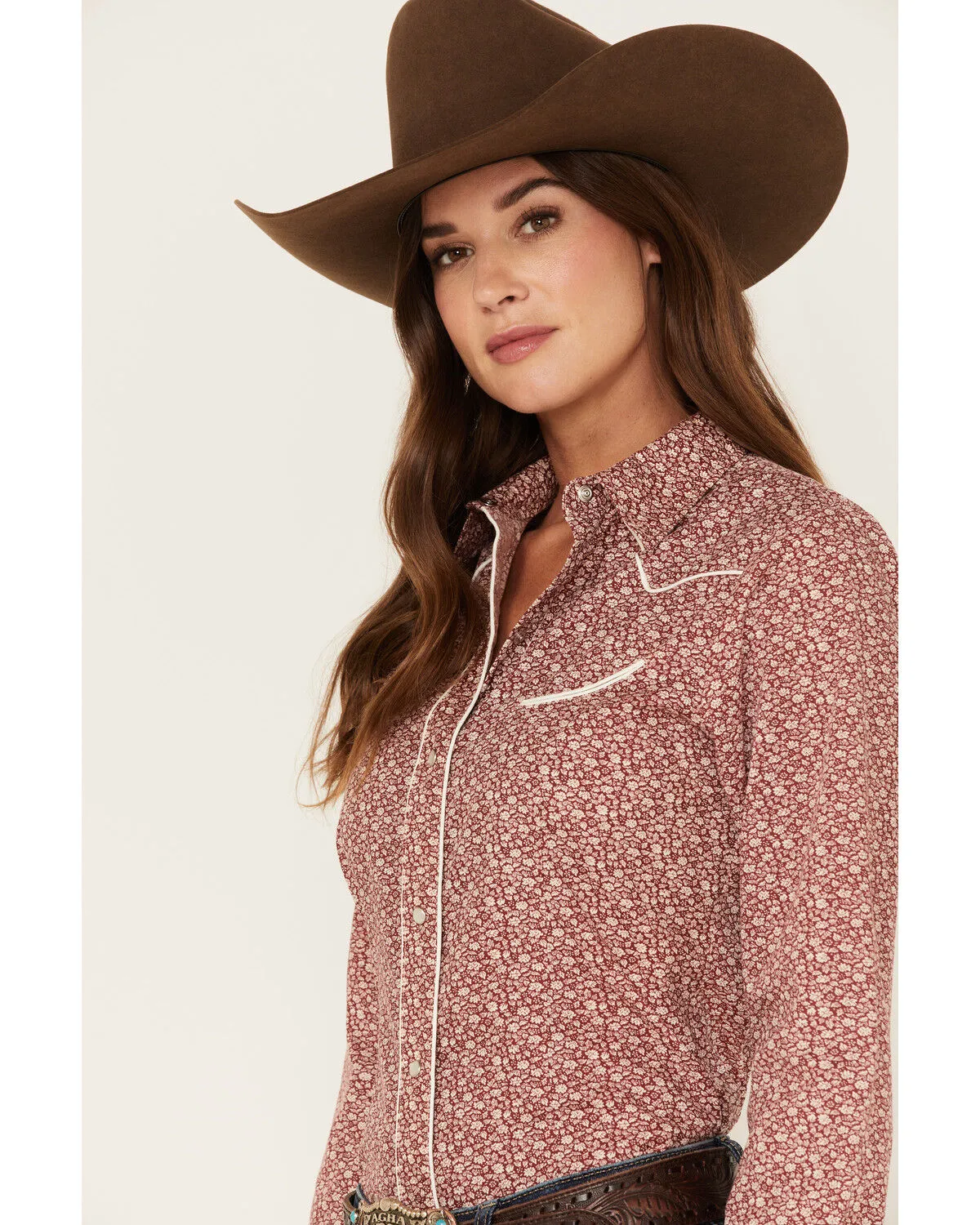 Product Name:  Roper Women's Ditsy Floral Print Long Sleeve Pearl Snap Retro Western Shirt