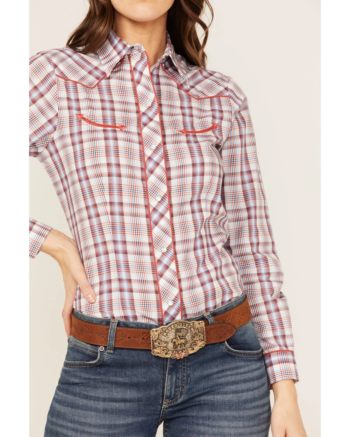 Product Name:  Roper Women's Plaid Print Long Sleeve Pearl Snap Western Shirt